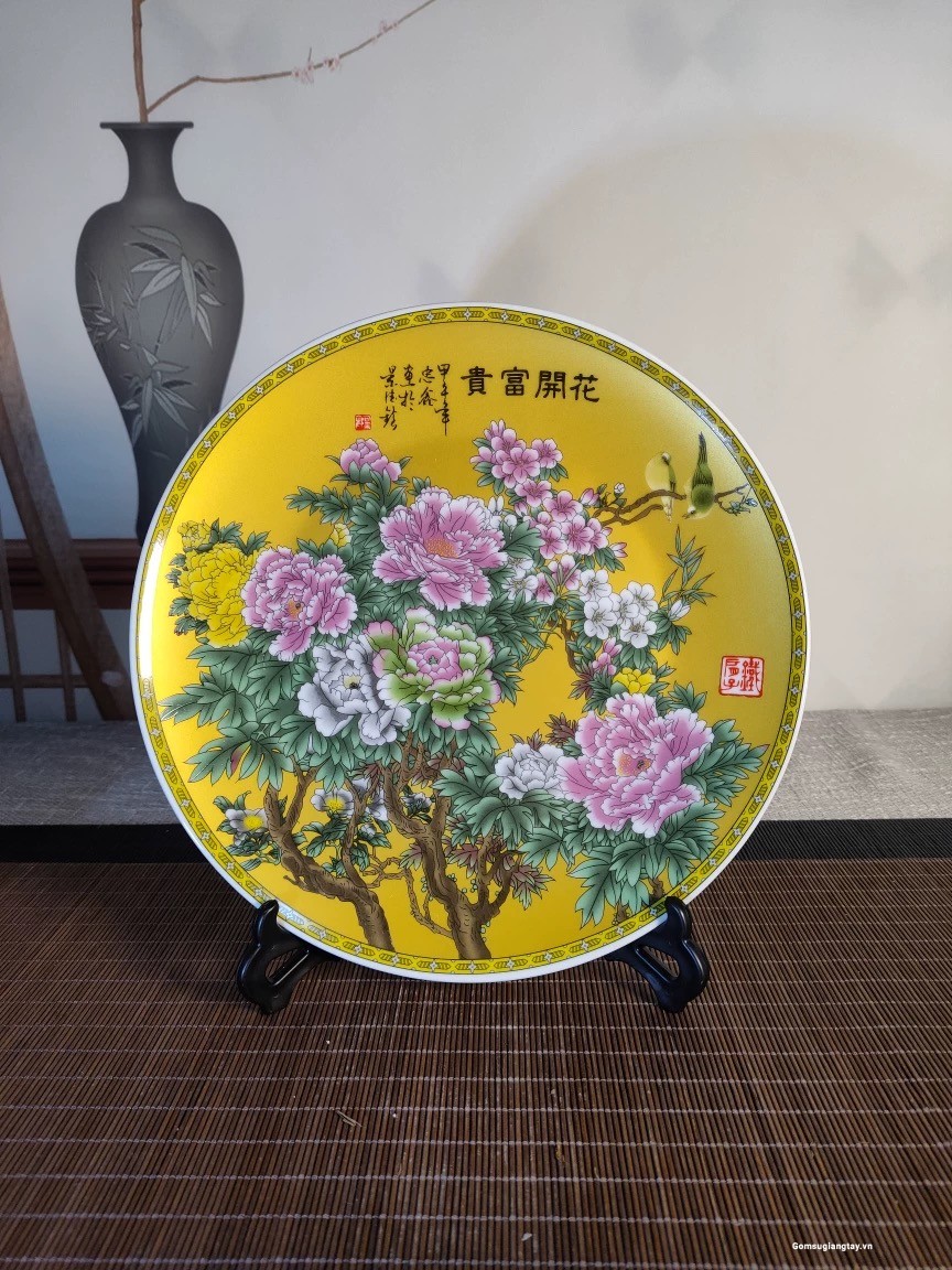Đĩa hoa mẫu đơn 35 cm