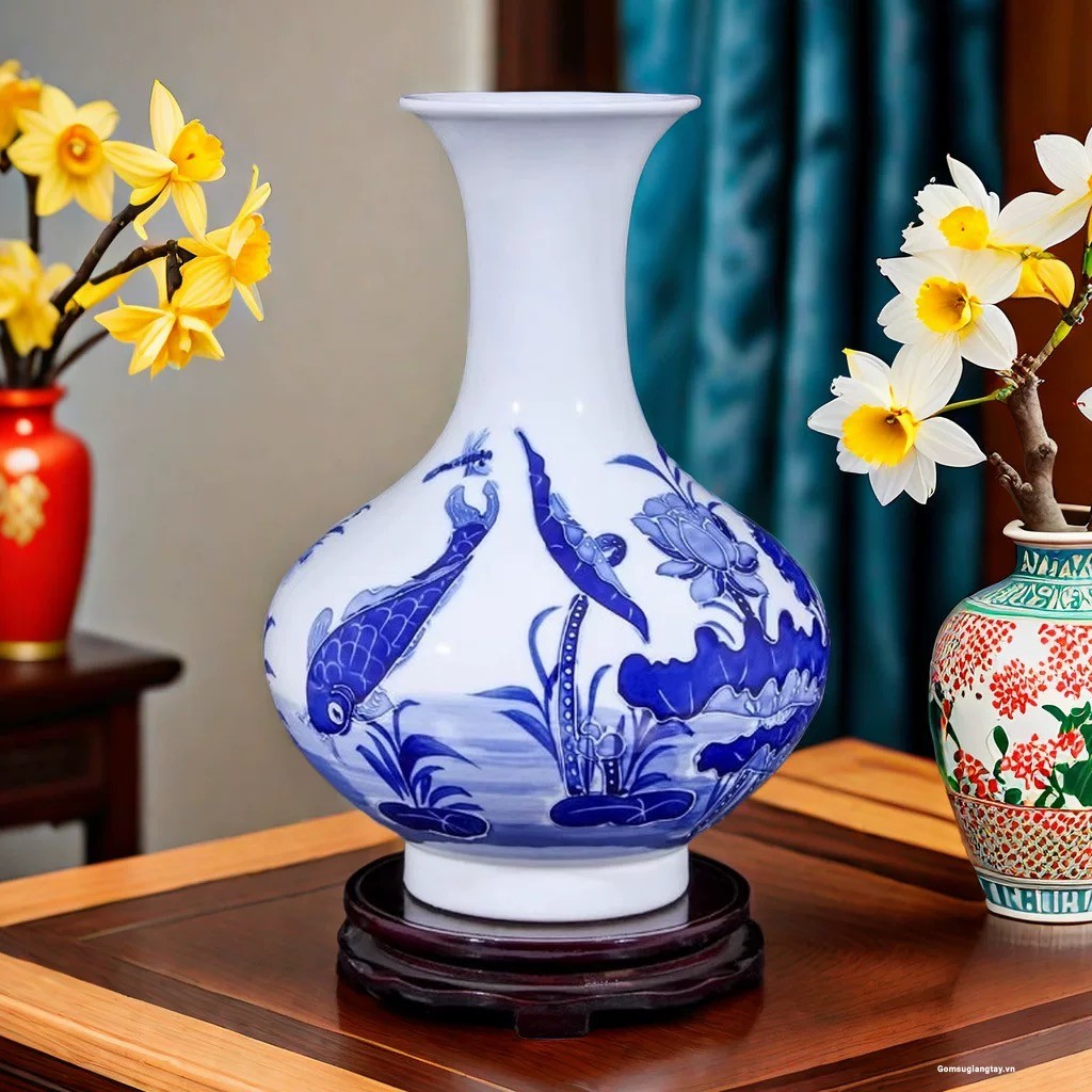 Bình tỏi sen nổi cao 30 x 20