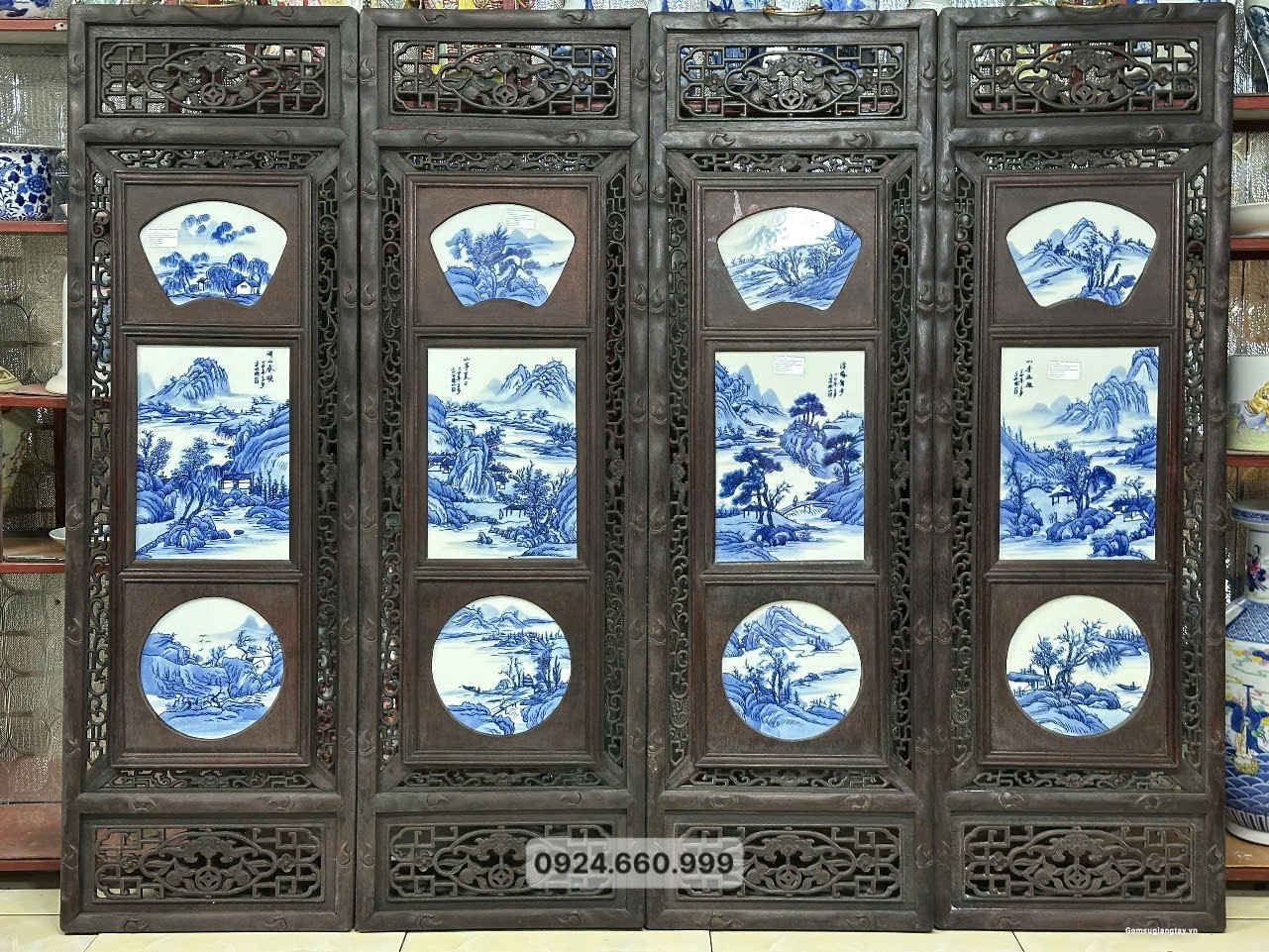 Tranh vẽ tay 3 khoang sơn thuỷ