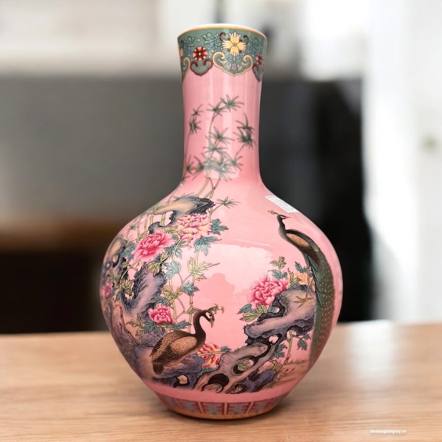 Bình tỏi vẽ chim hoa 32 