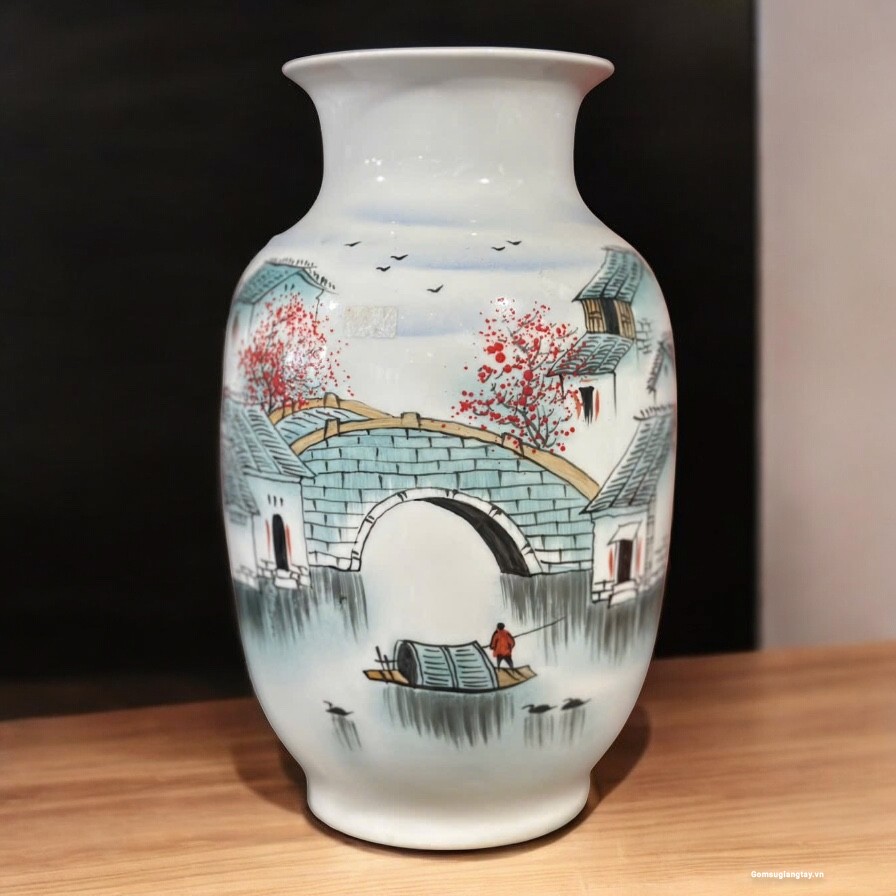 Bình vẽ đồng quê