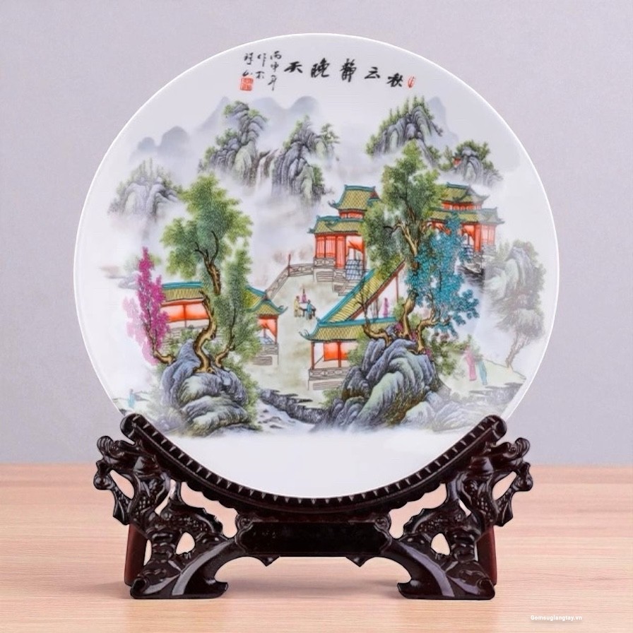 Đĩa bày sơn thuỷ 36 cm