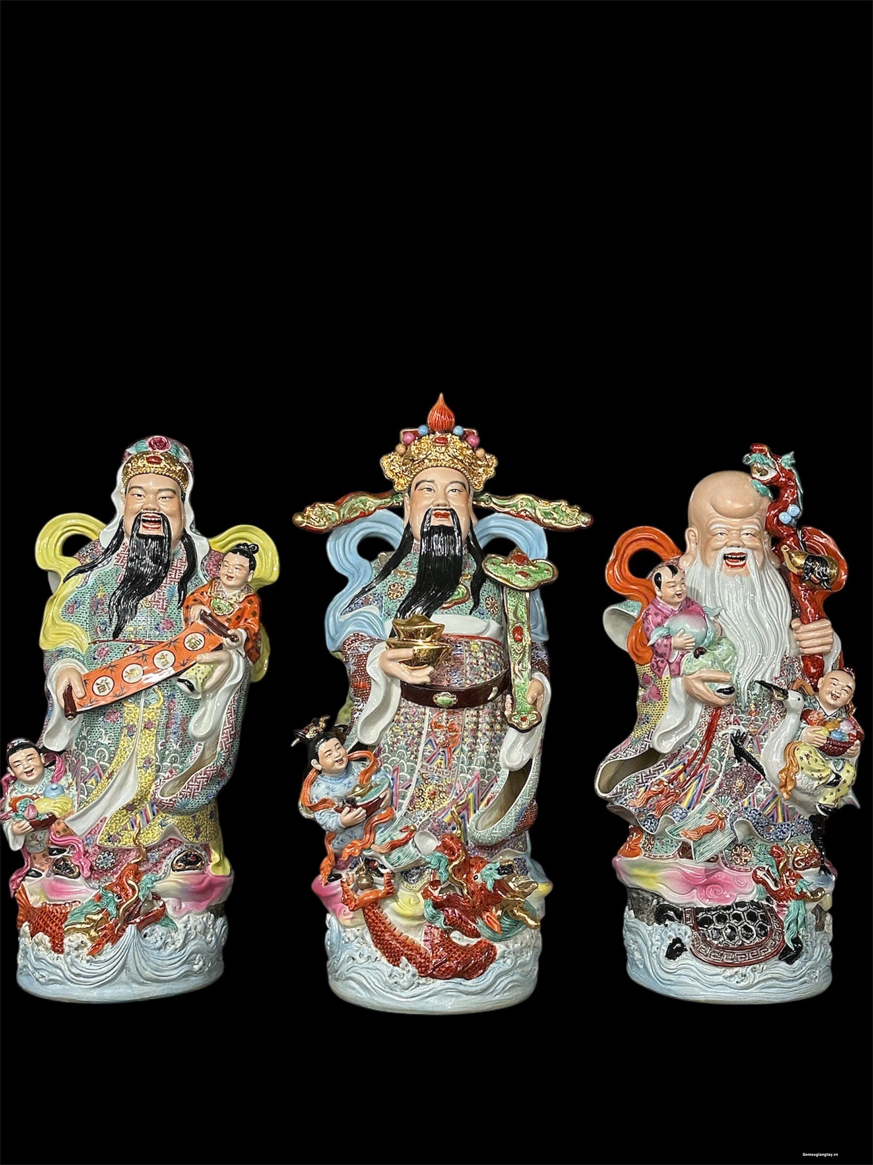 Tượng Phúc Lộc Thọ cao 75 cm