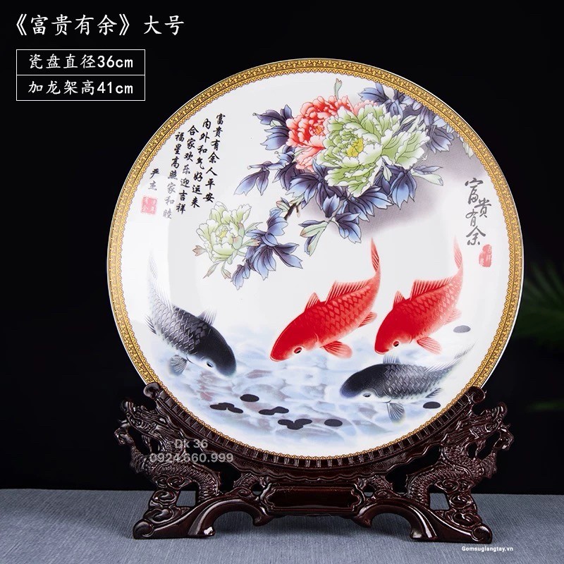 Đĩa tứ ngư trùng phùng đk 36